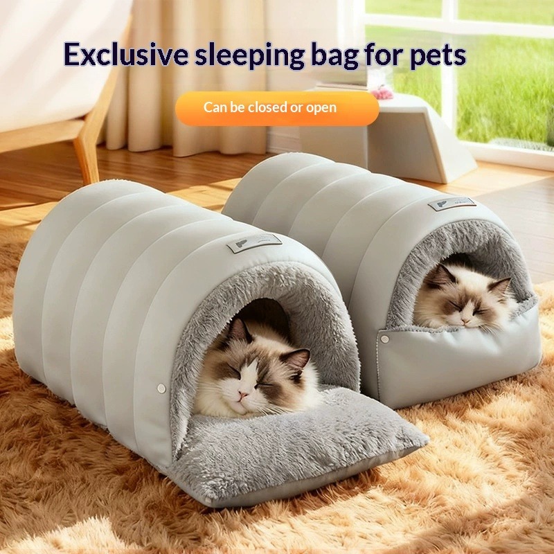 Fleece Sleep Bag - 반밀폐형 가죽 침낭 세탁 가능한 고양이