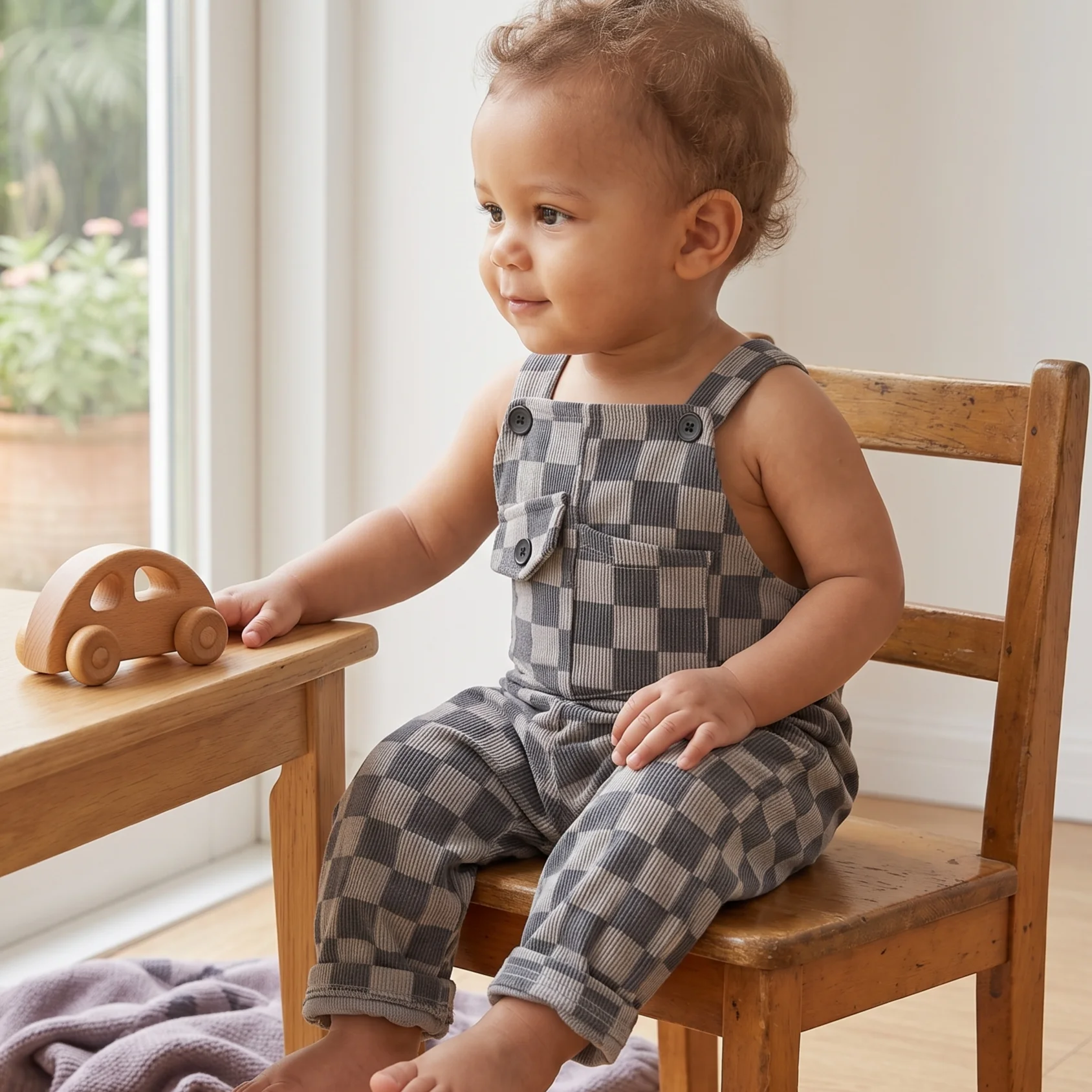 Baby Clothing Jumpers - 여름 아기 소년 그리드 점퍼 바지
