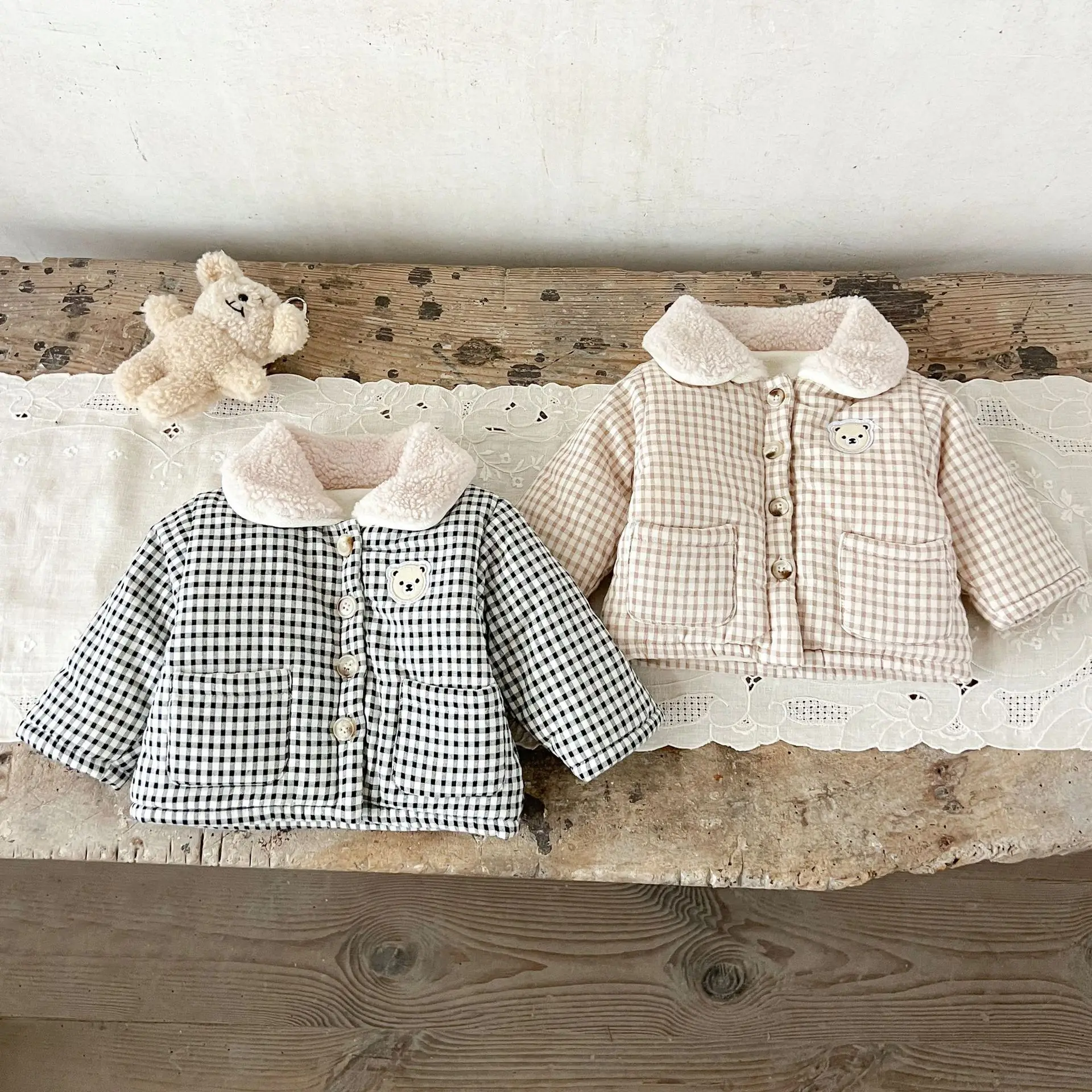 Baby Clothing Embroidery - LILIGIRL 겨울 아기 ​​소녀 의류 격자