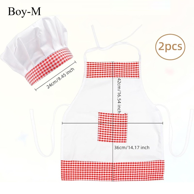 레드 깅엄 베이비 셰프 의상 신생아 사진 소품 하트 앞 - Baby Clothing Products 리뷰 및 가격