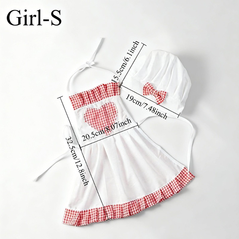 레드 깅엄 베이비 셰프 의상 신생아 사진 소품 하트 앞 - Baby Clothing Products 리뷰 및 가격