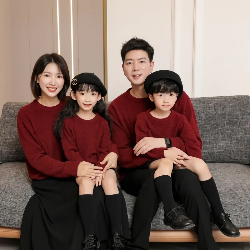 부모와 자녀 니트 점퍼 가족 스웨터 탑 아버지 어머니와 - Baby Clothing Jumpers 리뷰 및 가격