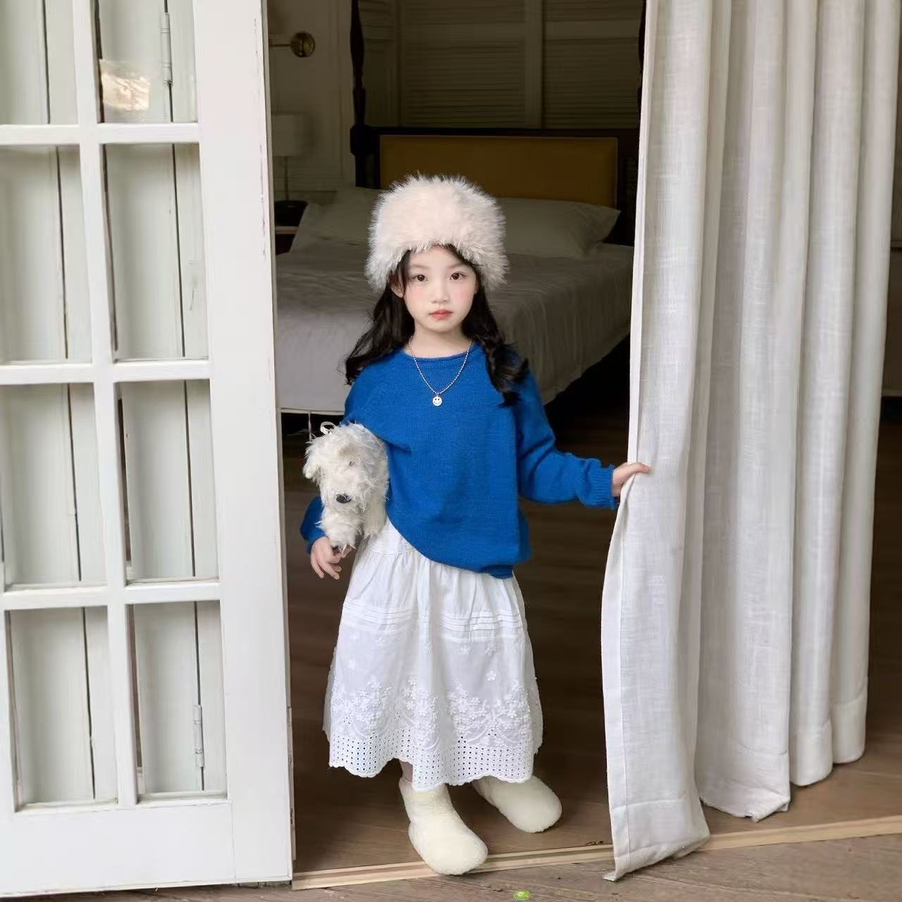 봄 가을 아기 소녀 니트 스웨터 느슨한 블루 풀오버 유 - Baby Clothing Jumpers 리뷰 및 가격