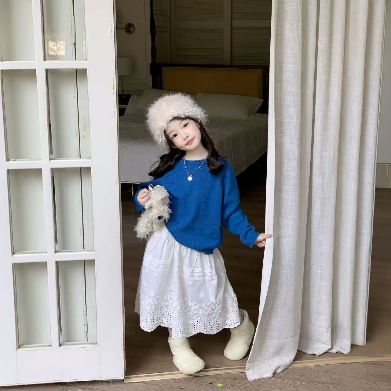 봄 가을 아기 소녀 니트 스웨터 느슨한 블루 풀오버 유 - Baby Clothing Jumpers 리뷰 및 가격