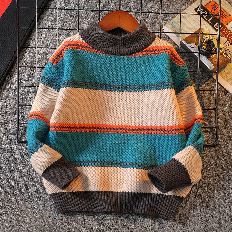 소년 니트 스웨터 새로운 겨울 어린이 줄무늬 점퍼 어린 - Baby Clothing Jumpers 리뷰 및 가격